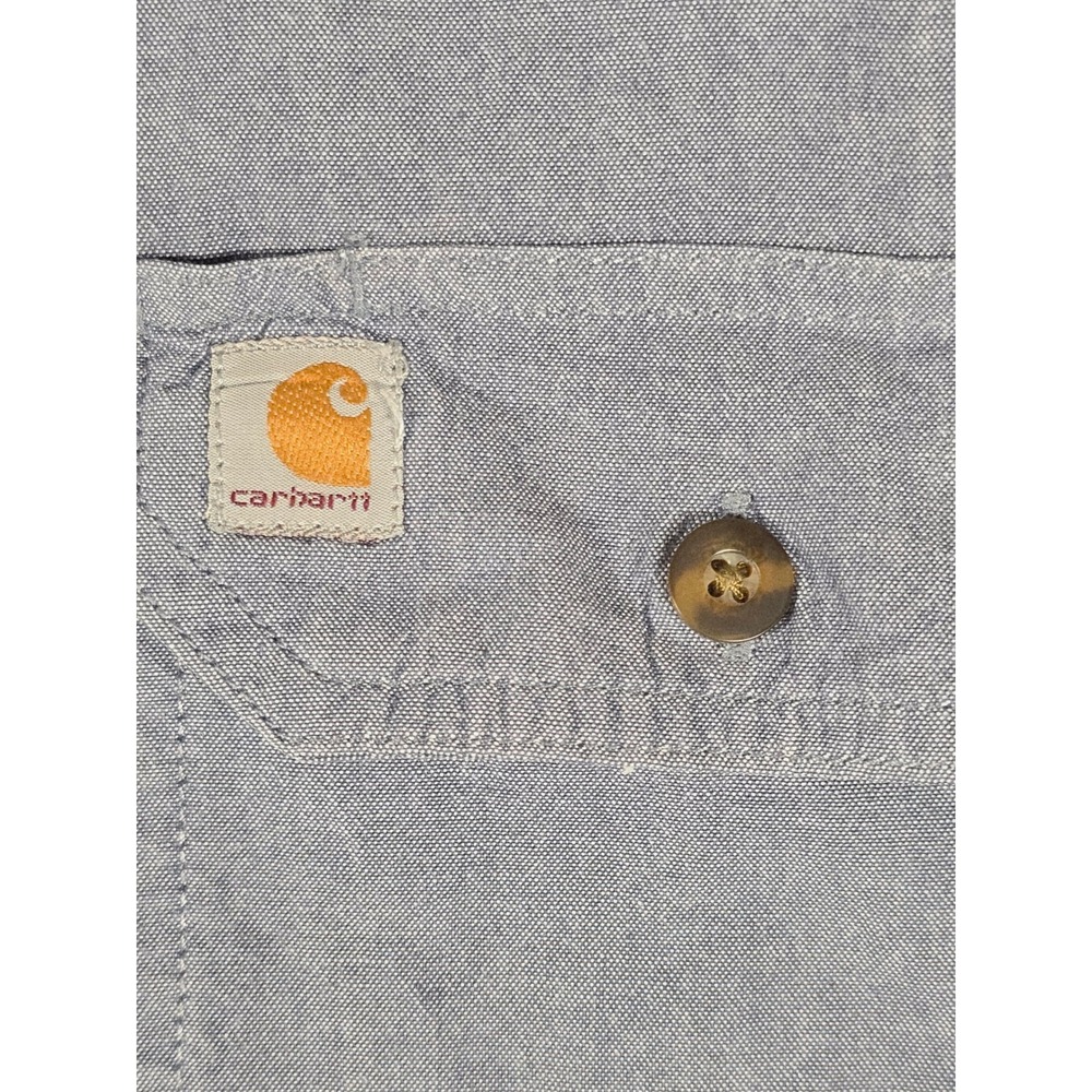 Carhartt Mens S200 499 Relaxed Fit Short Sleeve Chambray Work Shirt Blue XL - Picture 3 of 10